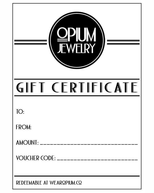 gift certificate opium jewelry